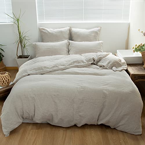 Simple&Opulence 100% Linen Duvet Cover Set - Soft Breathable Fabric, Queen Size, Button Closure