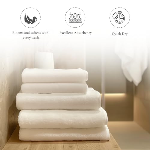 Sleep & Beyond Organic Cotton Terry Towel Set - Soft, Absorbent, GOTS & Oeko-Tex Certified - 4pcs