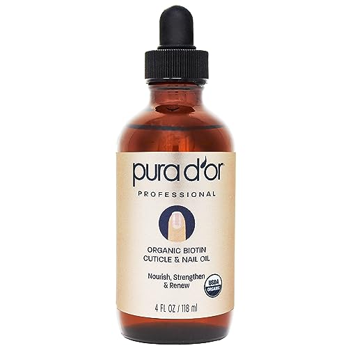 PURA D'OR Cuticle Oil - Nourishing Biotin & Vitamin E for Strong Nails, 4oz