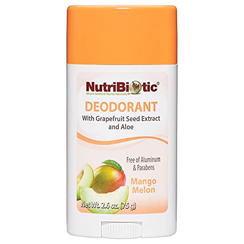 NutriBiotic Mango Melon Deodorant - Long-Lasting, Aluminum-Free, Vegan - 2.6oz Stick