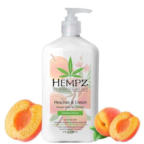 Hempz Peaches & Cream Body Moisturizer - Hydrating with Pure Hemp Seed Oil - 17oz