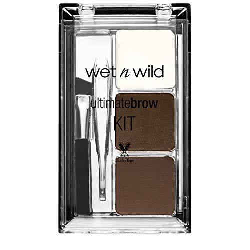 wet n wild Eyebrow Grooming Kit - Vegan, Built-in Mirror, Dark Brown Powder & Tweezers - Compact