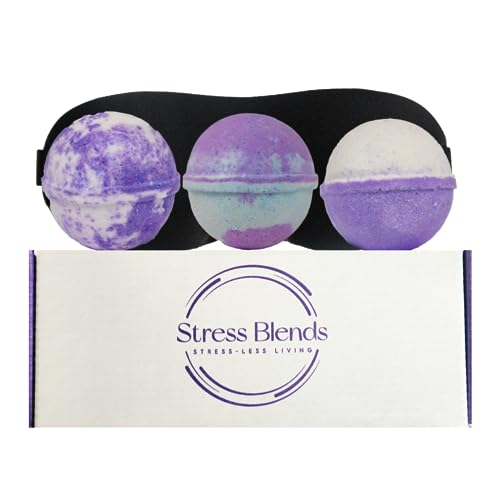 Stress Blends Bath Bomb Gift Set - Relaxation, All-Natural Ingredients, Includes Eye Mask