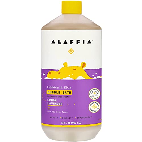 Alaffia Kids Bubble Bath - Gentle Cleansing with Shea Butter & Lavender, Vegan - 32 Fl Oz