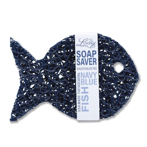 Luxiny Soap Savers - Extends Bar Soap Life, Made from Plants, Navy Blue Fish Design