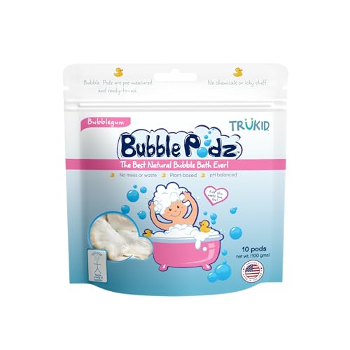 TruKid Bubble Podz - Gentle Bubble Bath for Sensitive Skin, Natural Ingredients, Bubblegum - 10 Podz