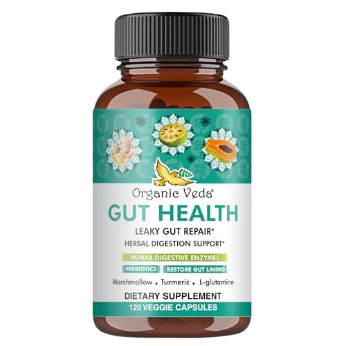 Organic Veda Digestive Enzymes - Supports Gut Health & Immunity, 120 Vegan Capsules