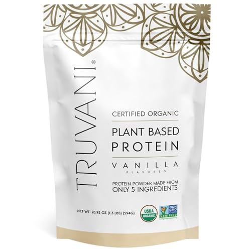 Truvani Pea Protein Powder - USDA Organic, Vegan & Gluten-Free, Vanilla Flavor - 20.9oz