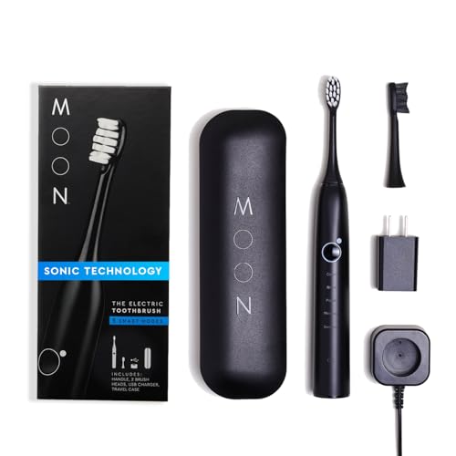 MOON Sonic Electric Toothbrush - Deep Clean, Gentle Care, Travel Case & 2 Heads - Rechargeable