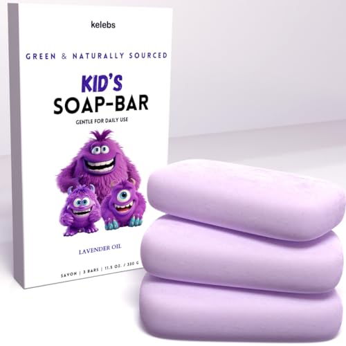 KELEBS Baby Soap Bar 3-Pack - Hypoallergenic Lavender Body Wash, Natural Ingredients - 3 Bars