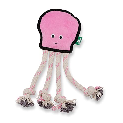 Beco Happy Octopus Dog Toy - Durable Chew & Fetch, 70% Recycled Materials, Climate Neutral