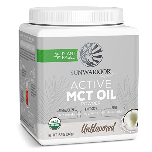 Sunwarrior Active MCT Oil Powder - Boosts Energy & Metabolism, Pure Coconut - 40 Servings