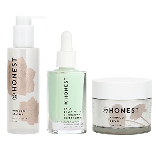 Honest Beauty Skin Care Set - Hydrating Trio, EWG Certified, Vegan, Dermatologist Tested - 3 Steps