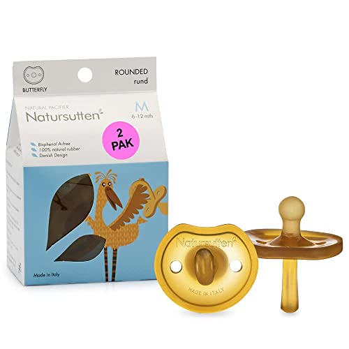 Natursutten Baby Pacifier - Natural Rubber, BPA-Free, Butterfly Shape - 6-12 Months, 2 Pack