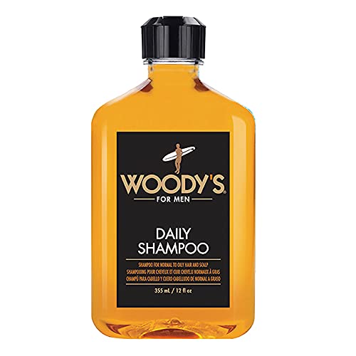 Woody's Men's Daily Shampoo - Nourishing Vitamins & Aloe Vera for All Hair Types - 12 Fl Oz