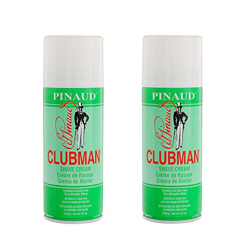 Clubman Pinaud Shave Cream - Smooths Skin, Moisturizes with Aloe Vera & Natural Oils - 12oz x 2