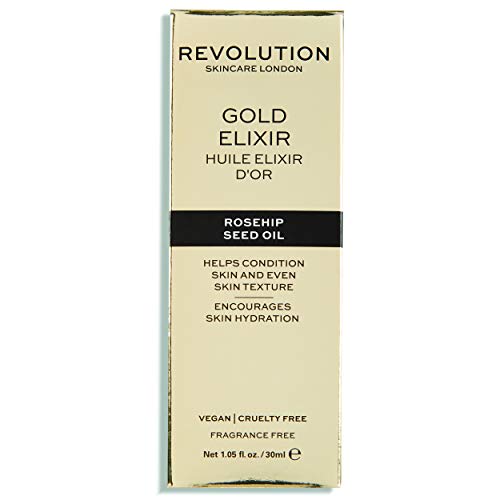 Revolution Skincare Gold Elixir Face Oil - Deeply Nourishing Rosehip, Vegan & Cruelty-Free - 1.05oz