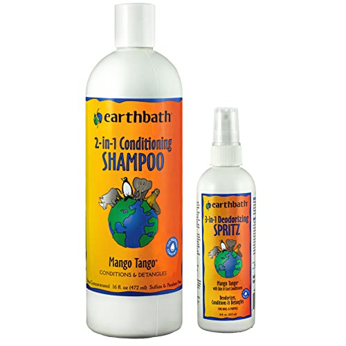 earthbath Dog Shampoo & Conditioner - Mango Scent, Non-Toxic, Gentle Formula - 1 Set