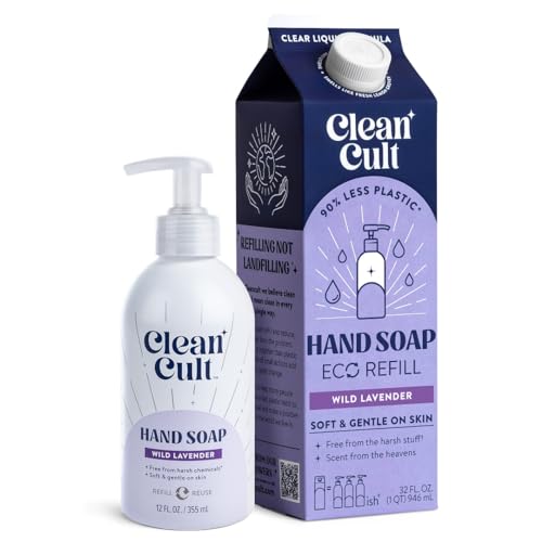 Cleancult Liquid Hand Soap Refills - Lavender Scent, Moisturizing, Refillable Aluminum - 32oz