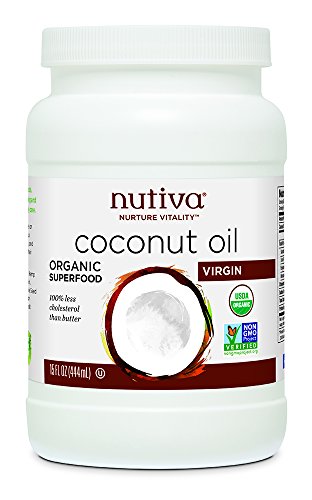 Nutiva Organic Virgin Coconut Oil - Cold-Pressed, Non-GMO, 63% MCTs, 15 Fl Oz