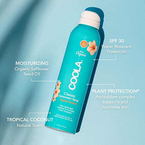 COOLA Organic Sunscreen SPF 30 - Hydrating, Antioxidant-Rich, Tropical Coconut - 6 Fl Oz