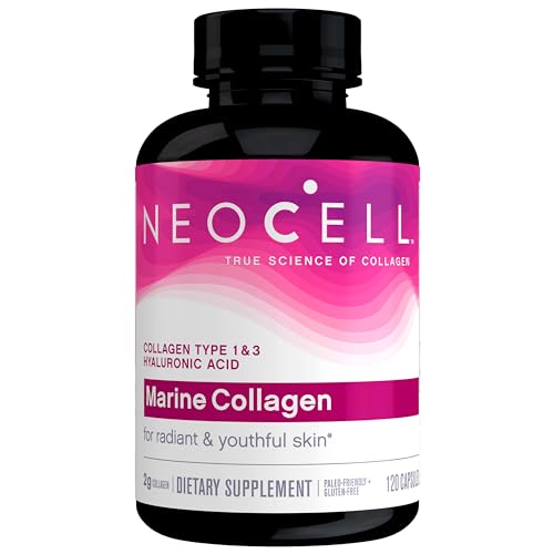 NeoCell Marine Collagen Capsules - Hydrates Skin with Type 1 & 3 Collagen, 120 Count