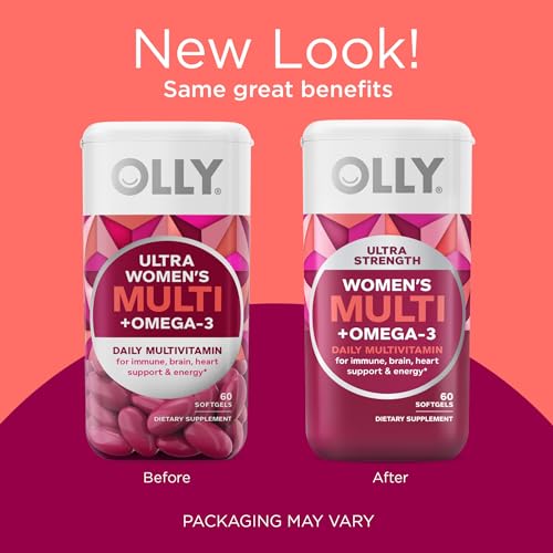 OLLY Ultra Women's Multi Softgels - Immune Support, Omega-3s, Vitamins A, D, C - 60 Count