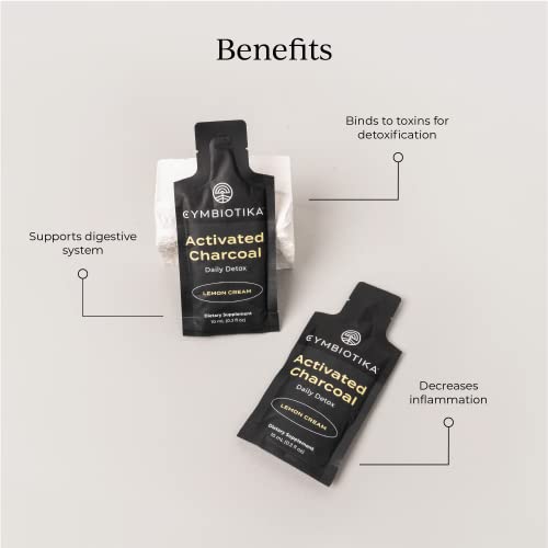 CYMBIOTIKA Activated Charcoal & Probiotic Liquid - Digestive Relief, Immune Support - 50 Billion CFU