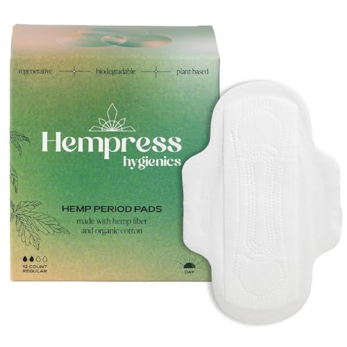 Hempress Sanitary Napkins - Ultra-Absorbent, Organic Cotton & Hemp, Fragrance-Free - 12 Count