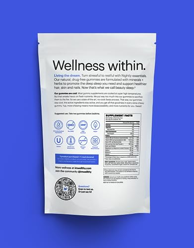 Wellthy Nightly Sleep Aid Gummies - Promote Rest & Relaxation, Vegan & Non-GMO, Blueberry Flavor