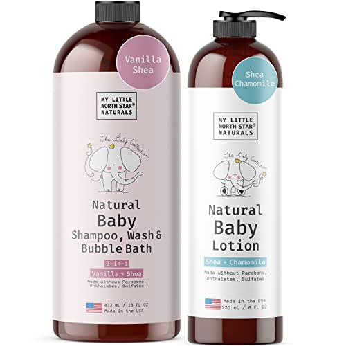 My Little North Star Baby Skin Care Bundle - Nourishing Lotion & Calming Soap, 8oz & 16oz