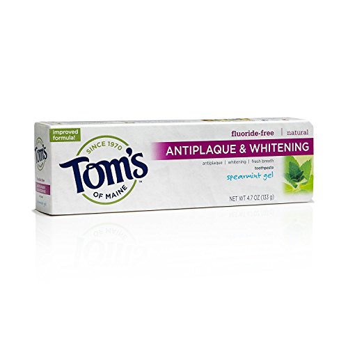 Tom's of Maine Natural Toothpaste - Antiplaque & Whitening, Spearmint Flavor - 9.4oz (Pack of 2)