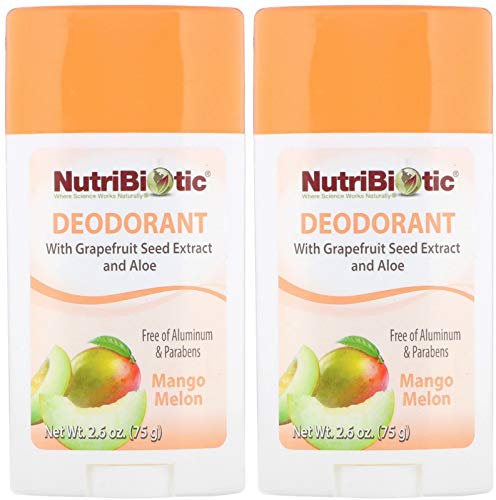 NutriBiotic Mango Melon Deodorant - Vegan, Aluminum-Free, with Witch Hazel & Aloe Vera - 2.6oz