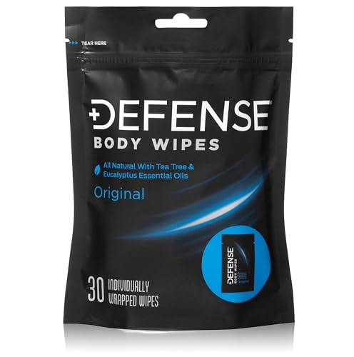 Defense Soap Body Wipes - Deep Clean with Natural Tea Tree & Eucalyptus Oils - 30 Count