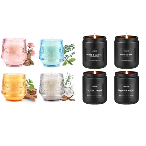 Auelife Luxury Scented Candle Set - Elegant Fragrance, Relaxing Ambiance - Black Jar, Giftable