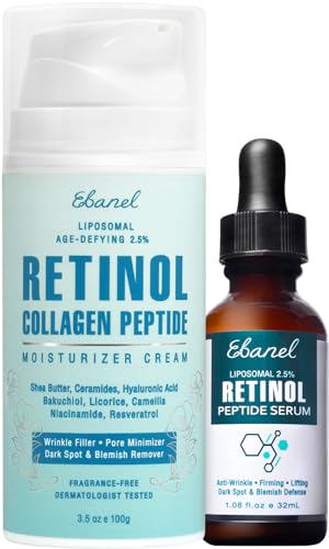 Ebanel Retinol Moisturizer & Serum - Reduces Wrinkles, Firming, Cruelty-Free - 2.5% Formula