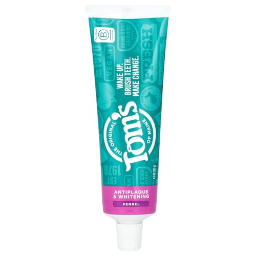 Toms of Maine Whitening Toothpaste - Fluoride Formula, Fresh Fennel Flavor, 4.5 oz