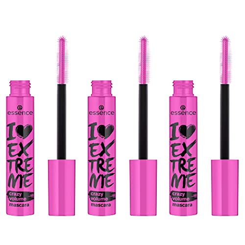 essence I Love Extreme Crazy Volume Mascara - Vegan, Cruelty Free, No Parabens - Pack of 3