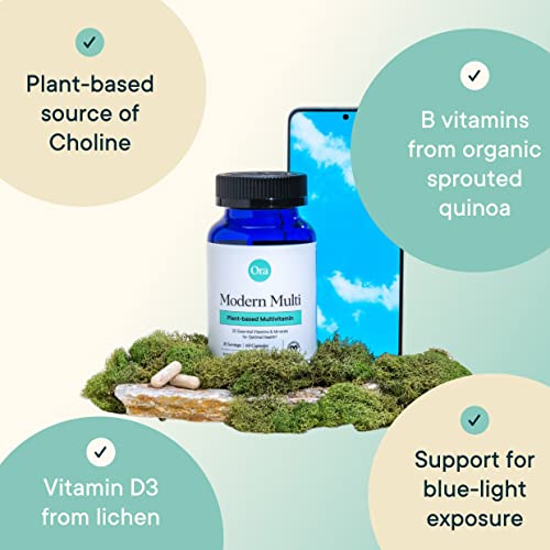 Ora Organic Plant Based Multivitamin - Supports Brain, Eye, Energy, Immune Health - 60 Vegan Caps