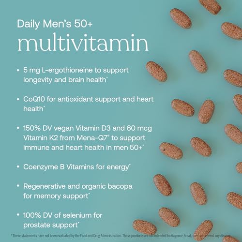 True Grace Daily Men’s Multivitamin 50+ - Immune & Energy Support, Vegan - 60 Tablets