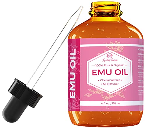 Leven Rose Emu Oil - Natural Hair Growth & Skin Moisturizer, Non-Comedogenic - 4 oz