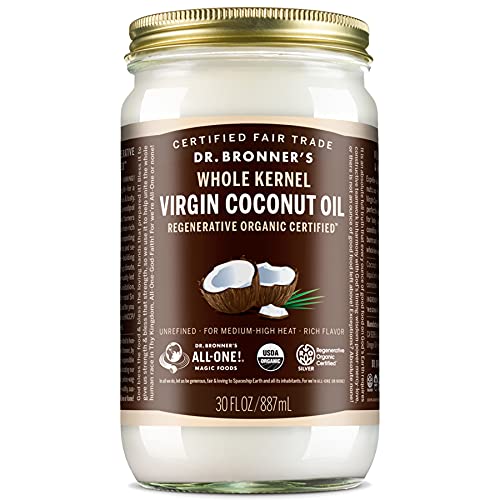 Dr. Bronner's Virgin Coconut Oil - Versatile Moisturizer & Cooking Oil, Fair Trade, 30oz