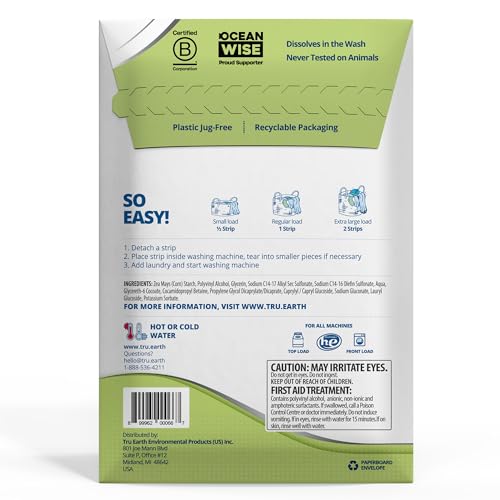 Tru Earth Platinum Laundry Detergent Sheets - Heavy Duty Cleaning, Hypoallergenic - 64 Sheets