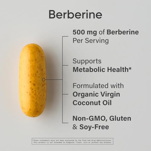 Sports Research Berberine Supplement - Metabolic Support, Non-GMO, Gluten-Free - 500mg, 90 Softgels