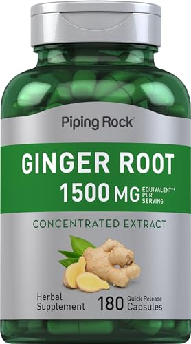 Piping Rock Ginger Root Capsules - Supports Digestion, Non-GMO, Gluten Free - 180 Count, 1500 mg