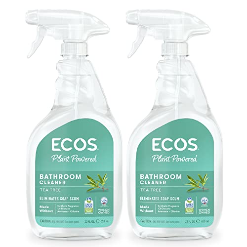 ECOS Bathroom Cleaner - Prevents Soap Scum & Mold, Tea Tree Oil & Aloe Vera - 22 Fl Oz, 2 Pack