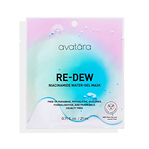 Avatara Re-Dew Niacinamide Water-Gel Mask - Hydration & Smoothing with Natural Fibers - 0.71 fl.oz.