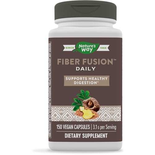 Nature's Way Fiber Fusion Daily - Digestive Health Support, Vegan Formula - 150 Capsules