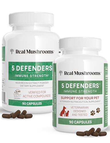 Real Mushrooms 5 Defenders Mushroom Supplement - Immune Support, Vegan, Non-GMO - 90ct Capsules