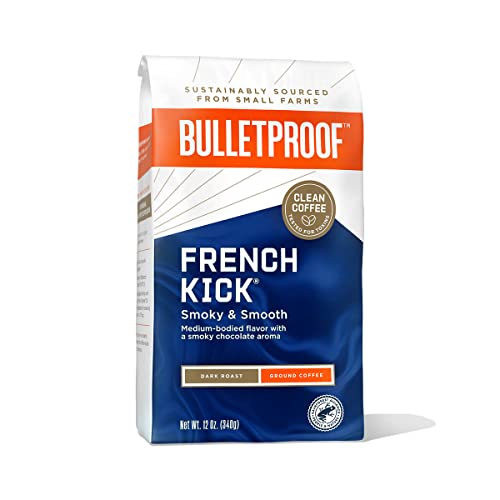 Bulletproof French Kick Dark Roast Coffee - Rich Flavor, Rainforest Alliance Certified - 12oz